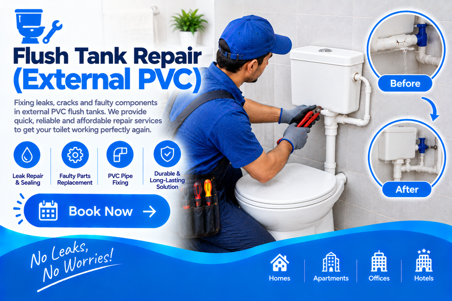 Flush tank repair (external PVC)