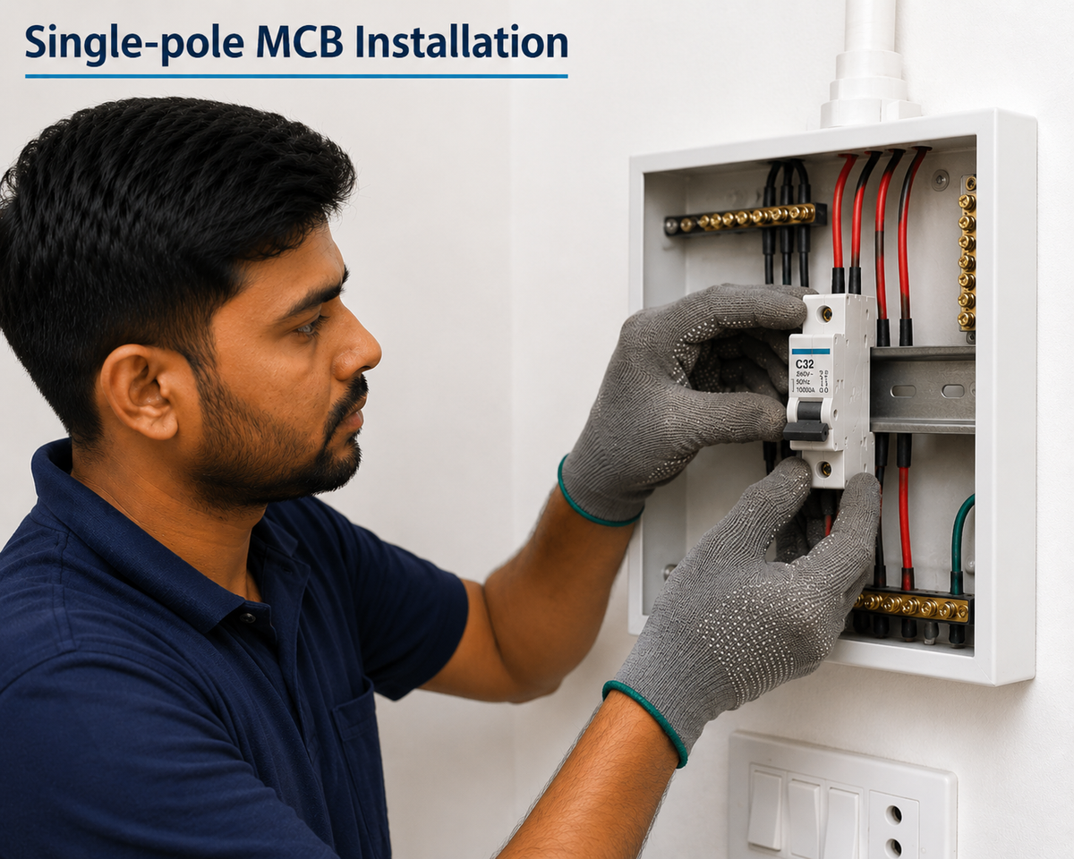 Single-pole MCB installation